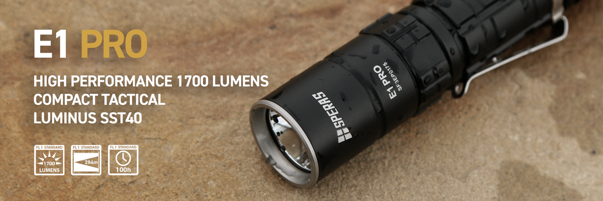 SPERAS E1 Pro Black Tactical Flashlight with SST40 LED & 1700 Lumens Web Slider